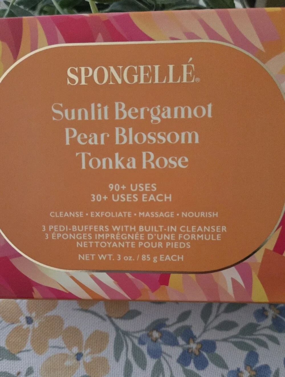 Spongelle Sunlit Bergamot Pear Blossom Tonka Rose Cleansing Pedi-Buffer